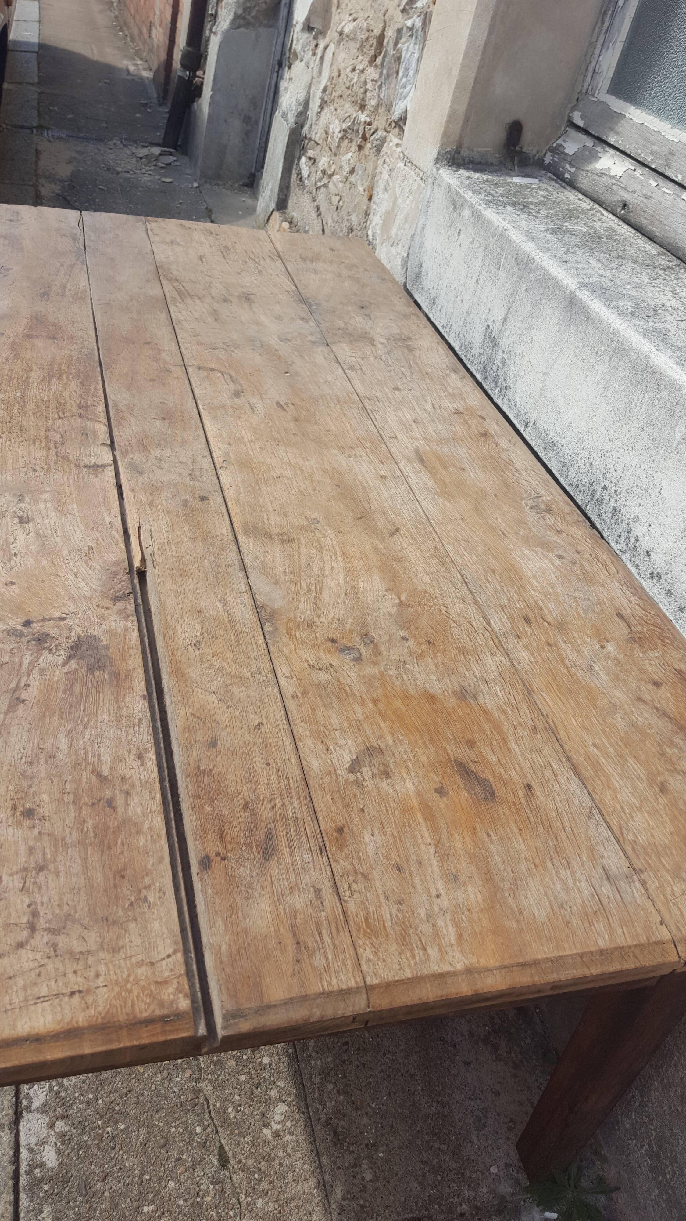 Raw wood farm table coffee table