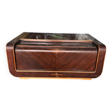 Orion turntable from the 1950s, brown wood and plastic, AL 101 Budapest platter.