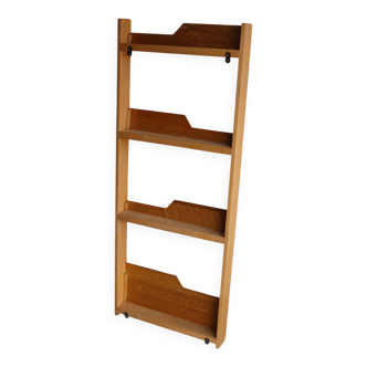 Vintage light wood wall bookcase