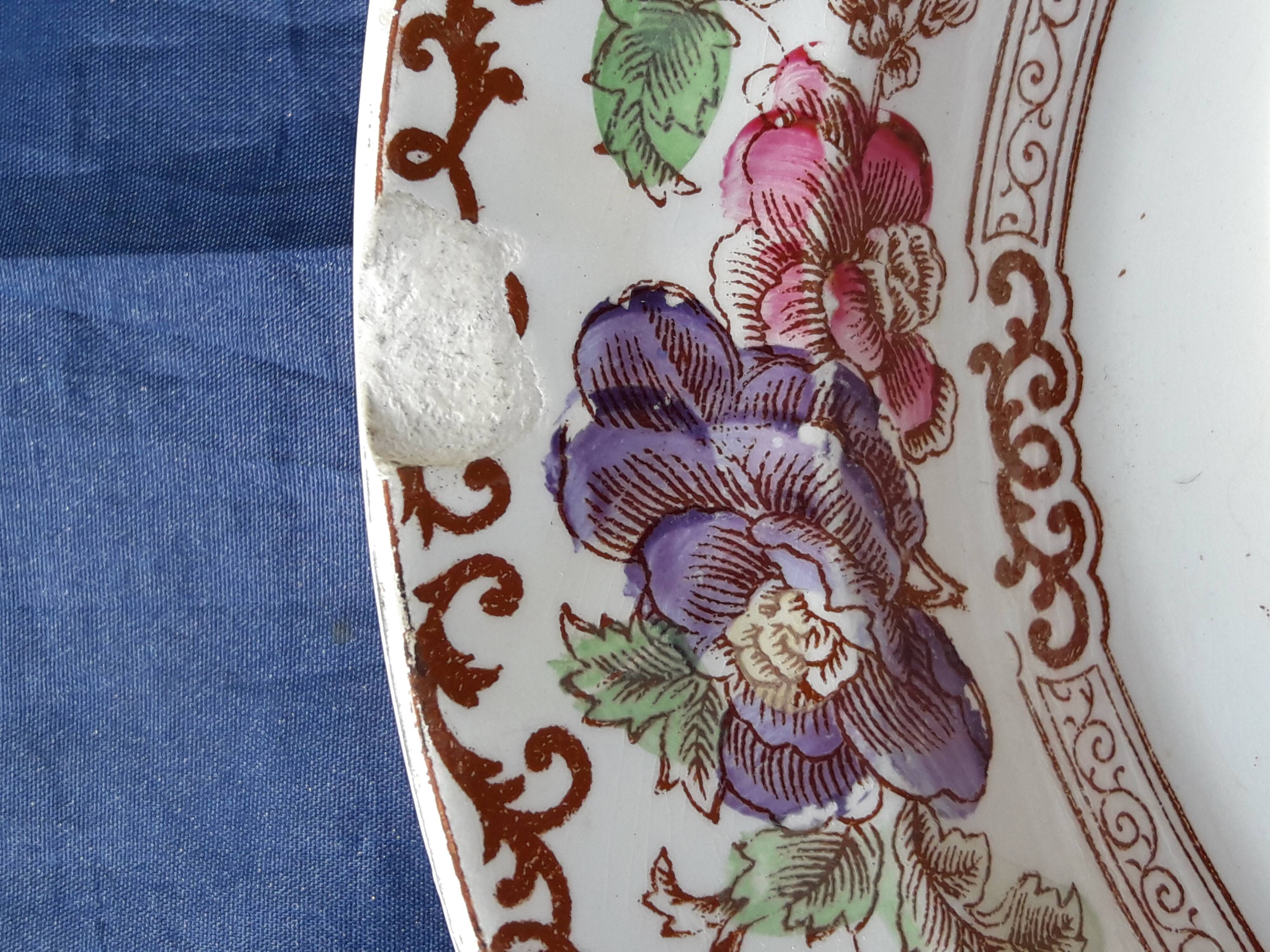 Longwy Japanese model hollow round dish diam 25.7 cm