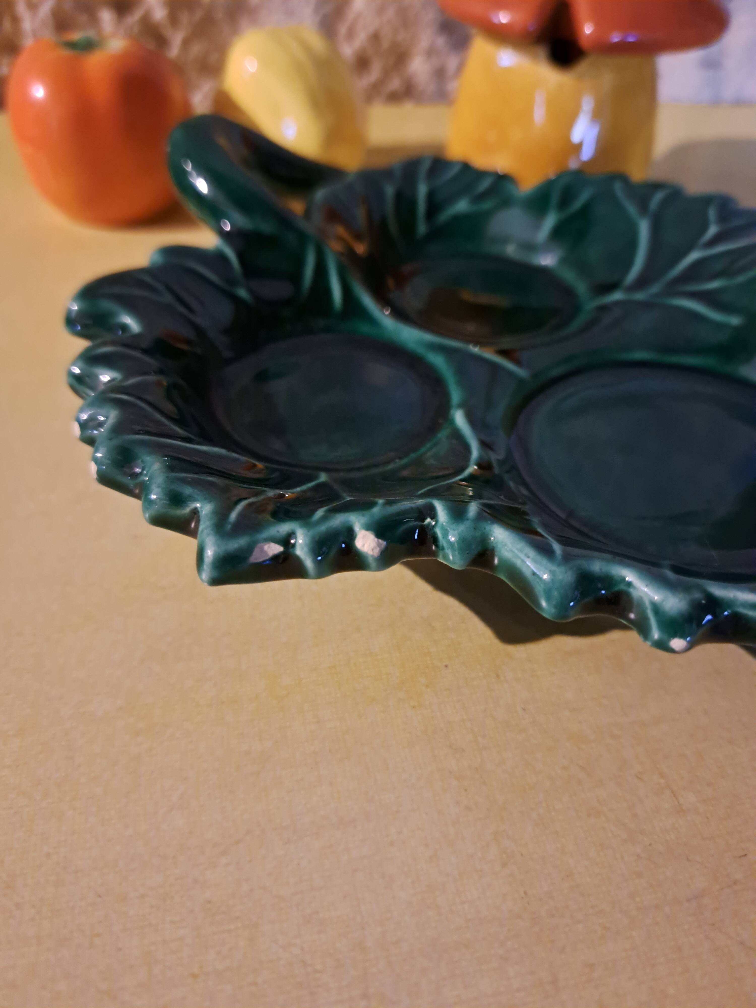 Salt shaker, pepper shaker, mustard slushie Vallauris vegetable and mushroom service