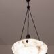 Lustre Art Déco en albâtre blanc, années 1950