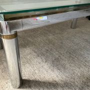 Vintage coffee table in brass and chrome metal from the 70s