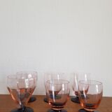 Lot de 6 verres art deco ancien  bicolores