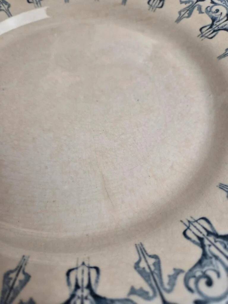 Set of 6 antique flat plates Gien – Terre de Fer – Bengal model