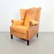 Vintage Sheepskin Leather Wing-Back Chair, 1970s