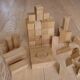 Old raw wood construction game in its cart
