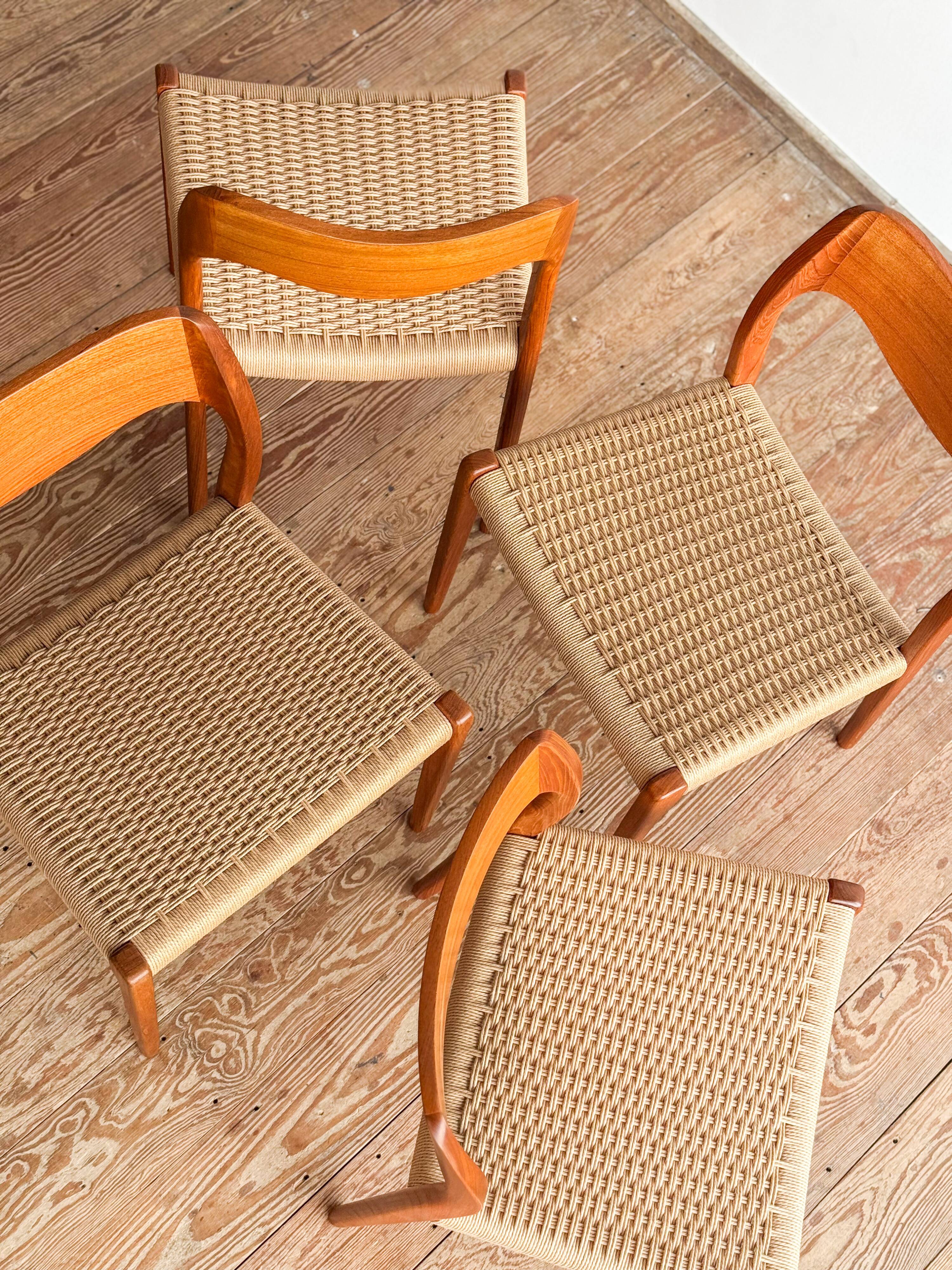 Set of 4 chairs 71 in teak by Niels O. Møller, JL Moller, Mid Century