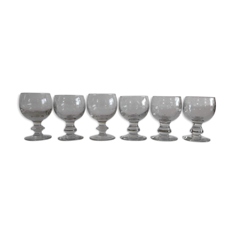 6 vintage Biot - 60s bubble glass stemware