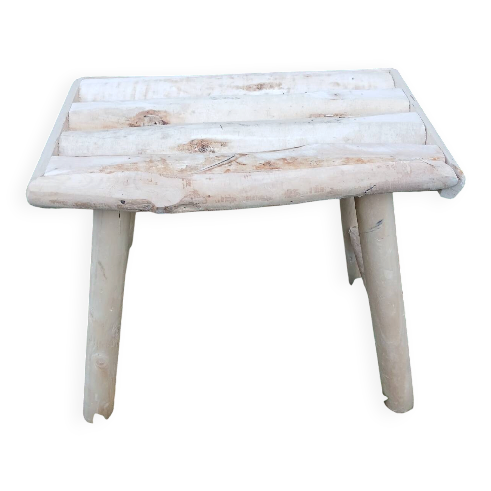 Small stool in raw wood