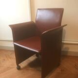 Fauteuil design cuir vintage 1980
