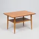 Vintage Scandinavian teak coffee table with woven shelf - 1960s