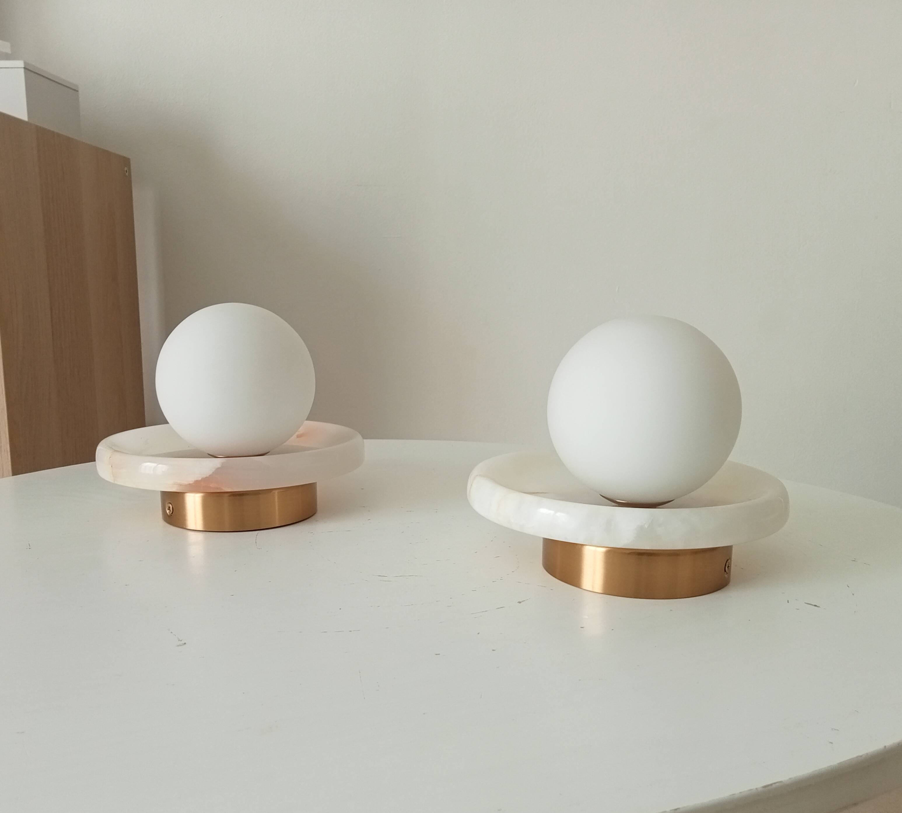 Pair of modern wall sconces Onyx and Opaline