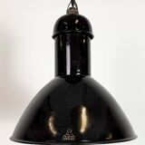 Black Enamel Industrial Pendant Lamp from AEG, 1930s