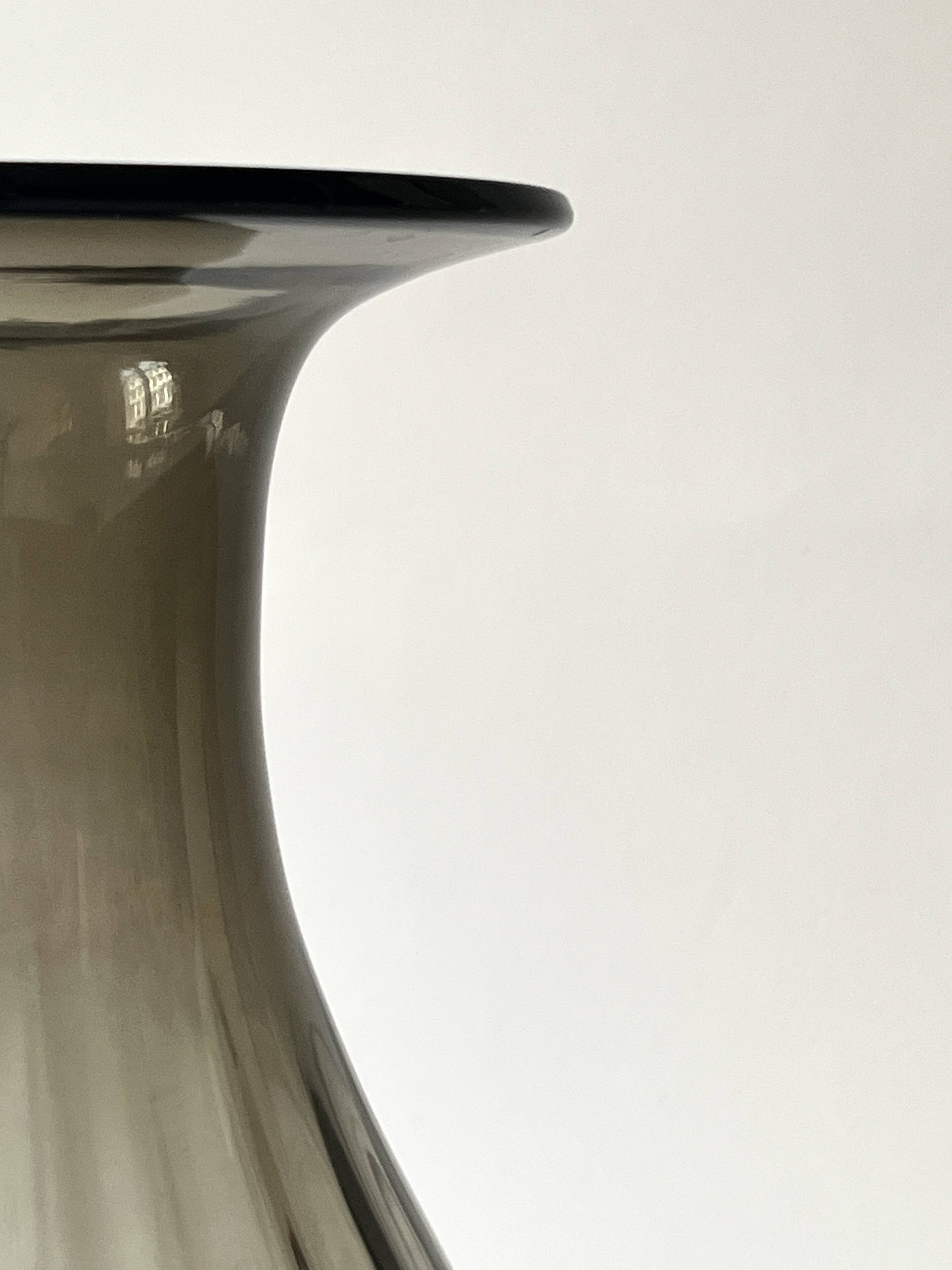 large smoked glass vase from the 1970s