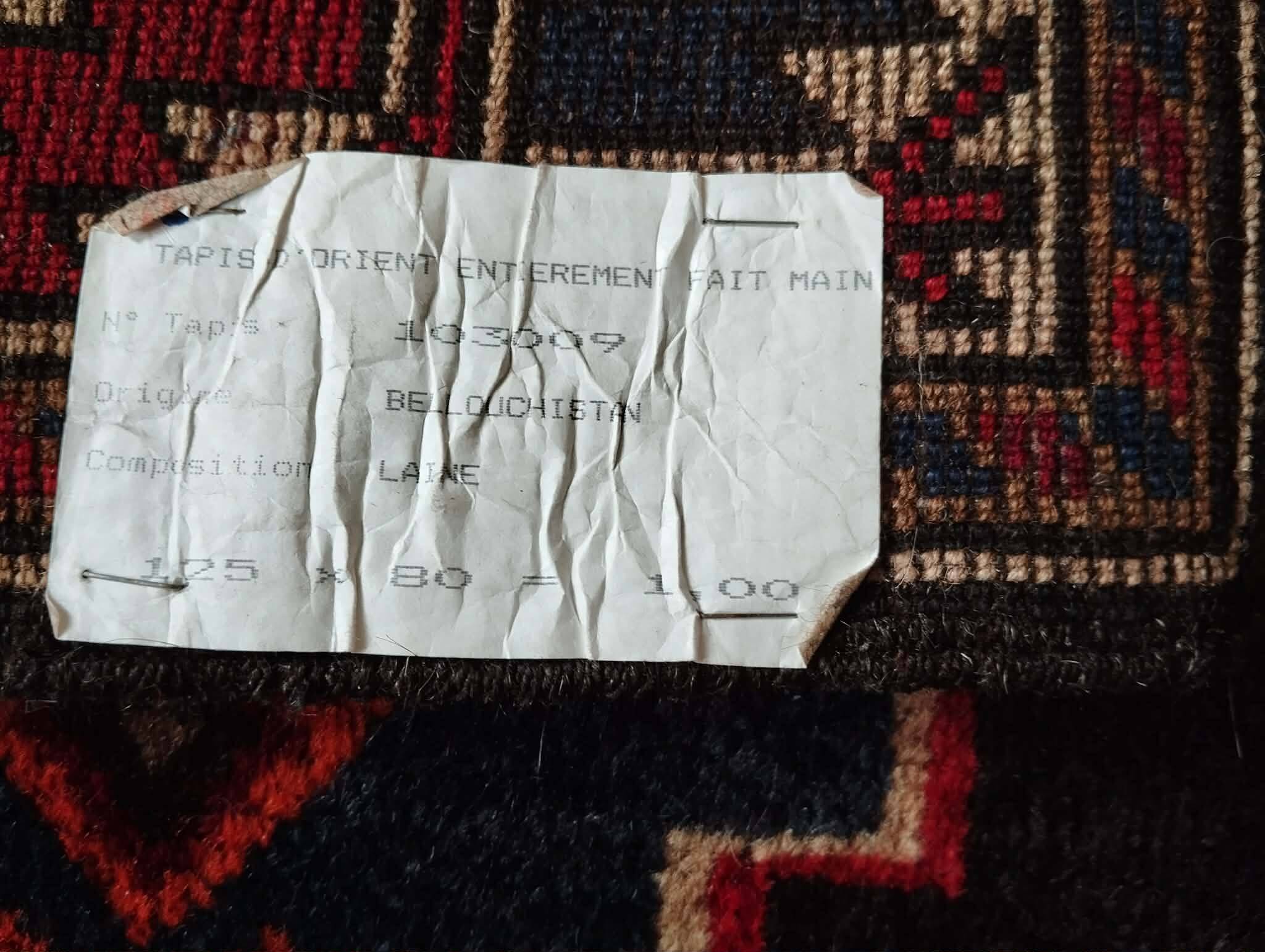 Handmade Afghan Belouch rug 125x80cm