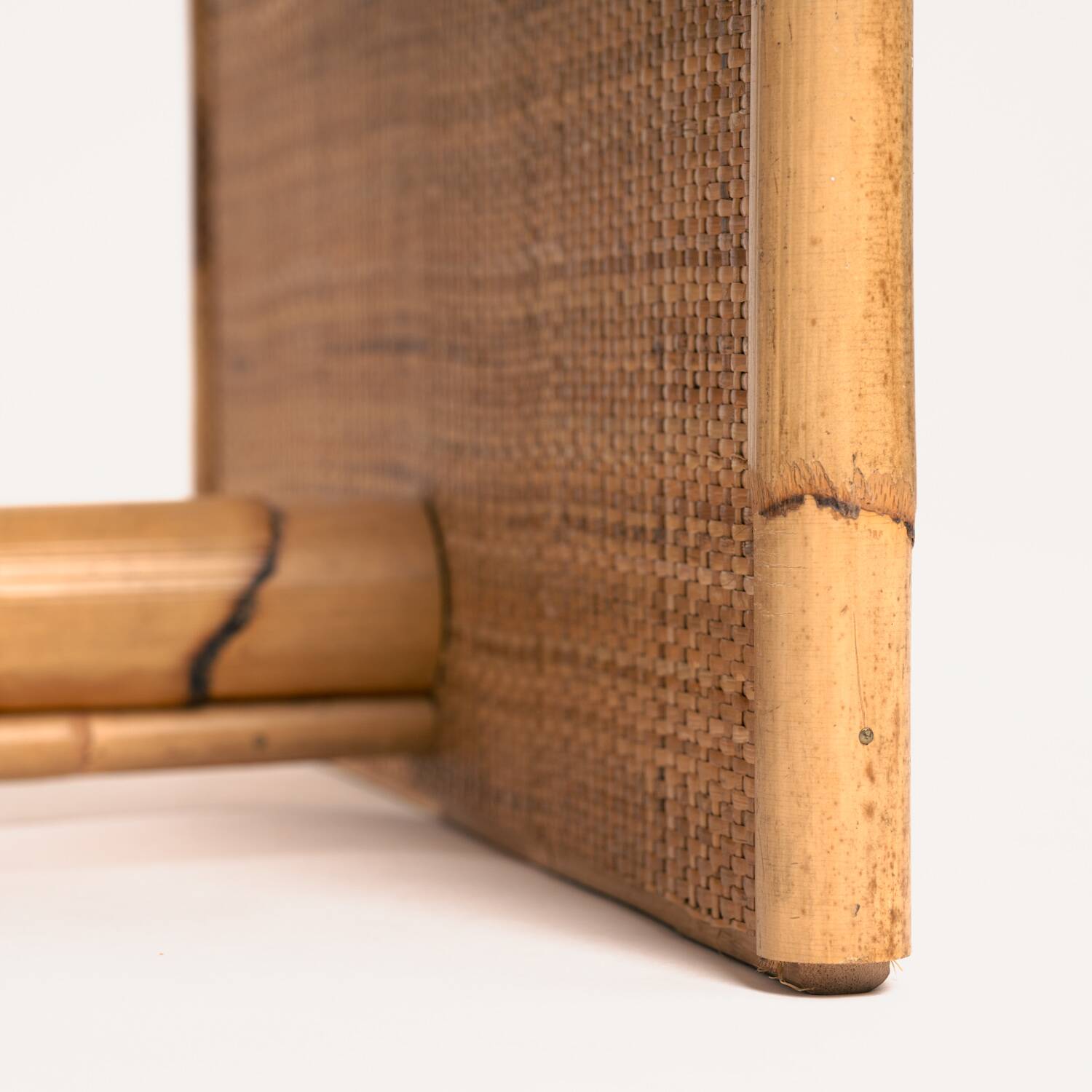 Bamboo woven rattan desk dal vera french riviera style, 1970