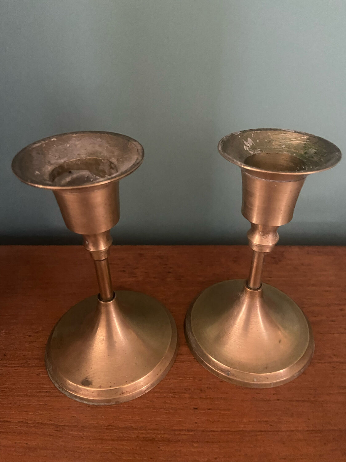 Pair of brass candle holders