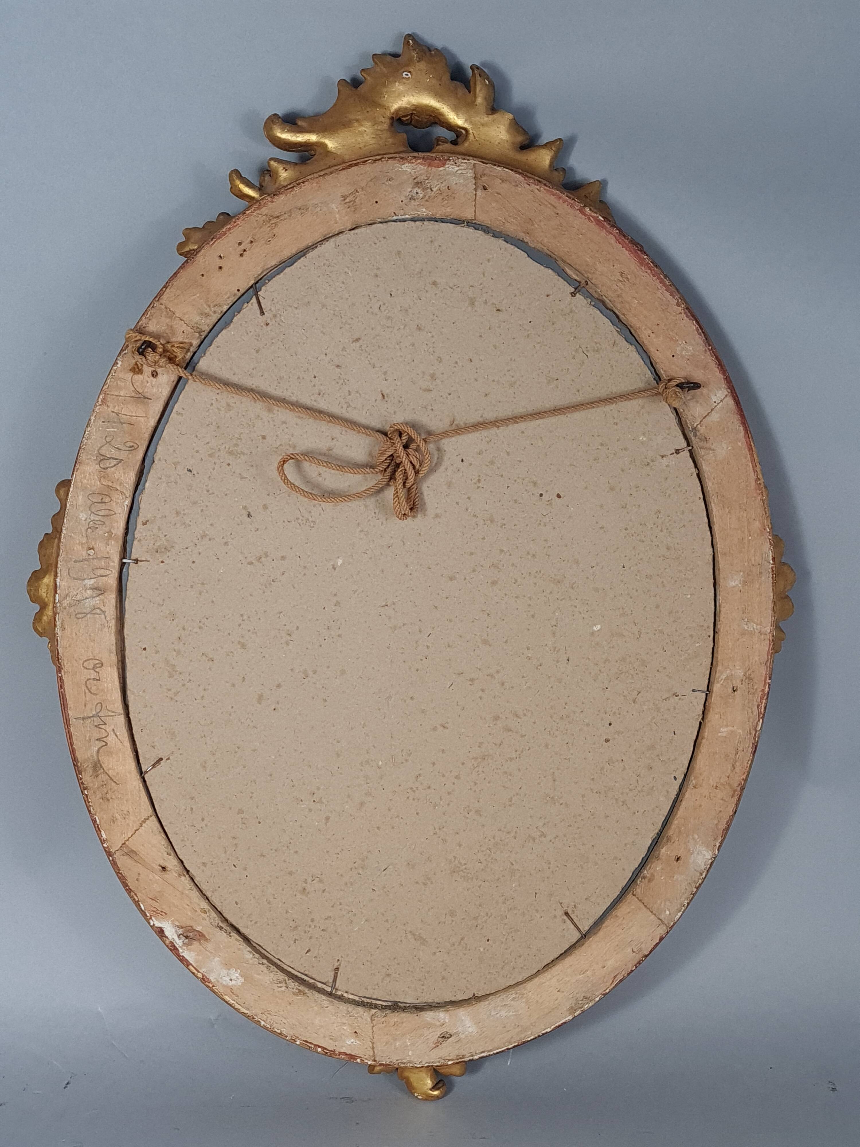 Mirror 55x39 cm rebate 40x30 cm wooden frame fine gold stucco dated 1908 SC414