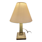 Lampe a poser laiton et marbre vert avec abat jour