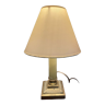 Table lamp brass and green marble with lampshade