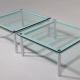Cassina LC-10 coffee table by Le Corbusier – rare light blue glass edition