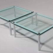 Cassina LC-10 coffee table by Le Corbusier – rare light blue glass edition