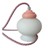 opal white reading lamp, coloured cord, vintage upcycled