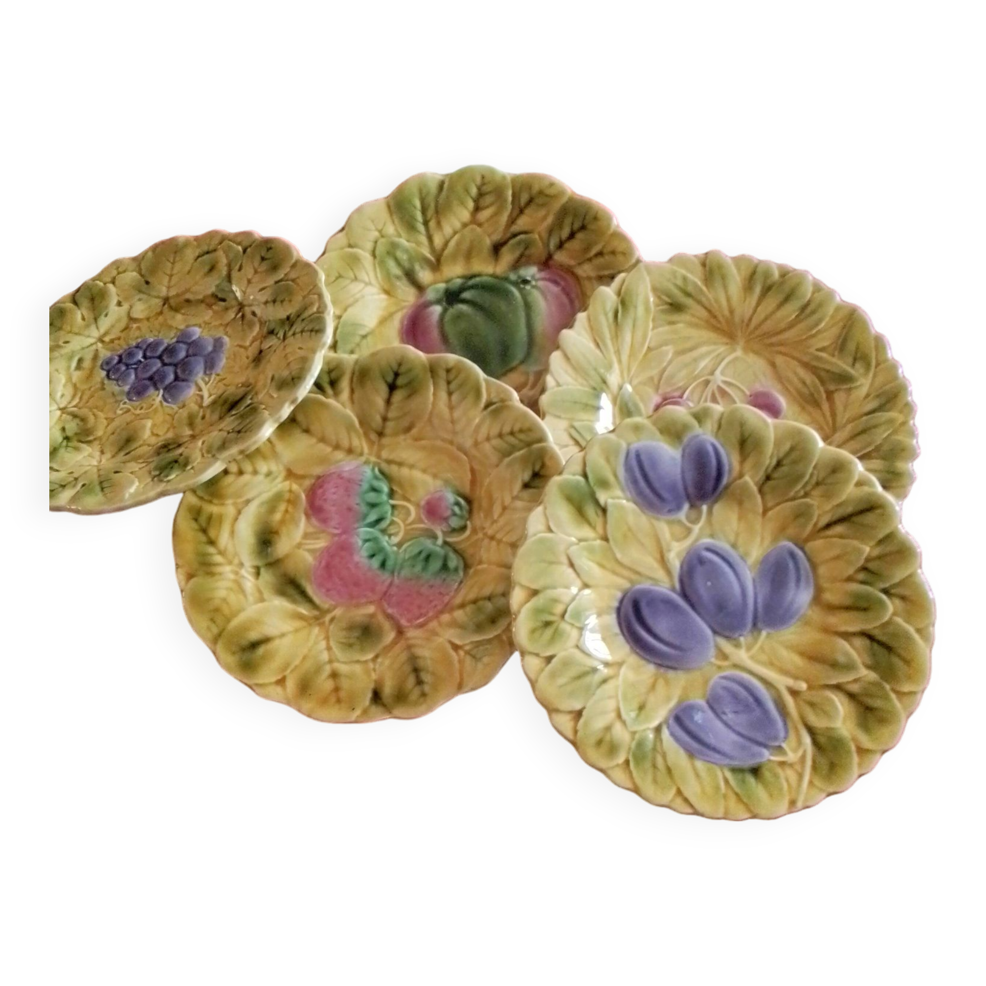 5 Sarreguemines dessert plates in barbotine