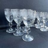 14 Meisenthal blown and engraved digestive glasses