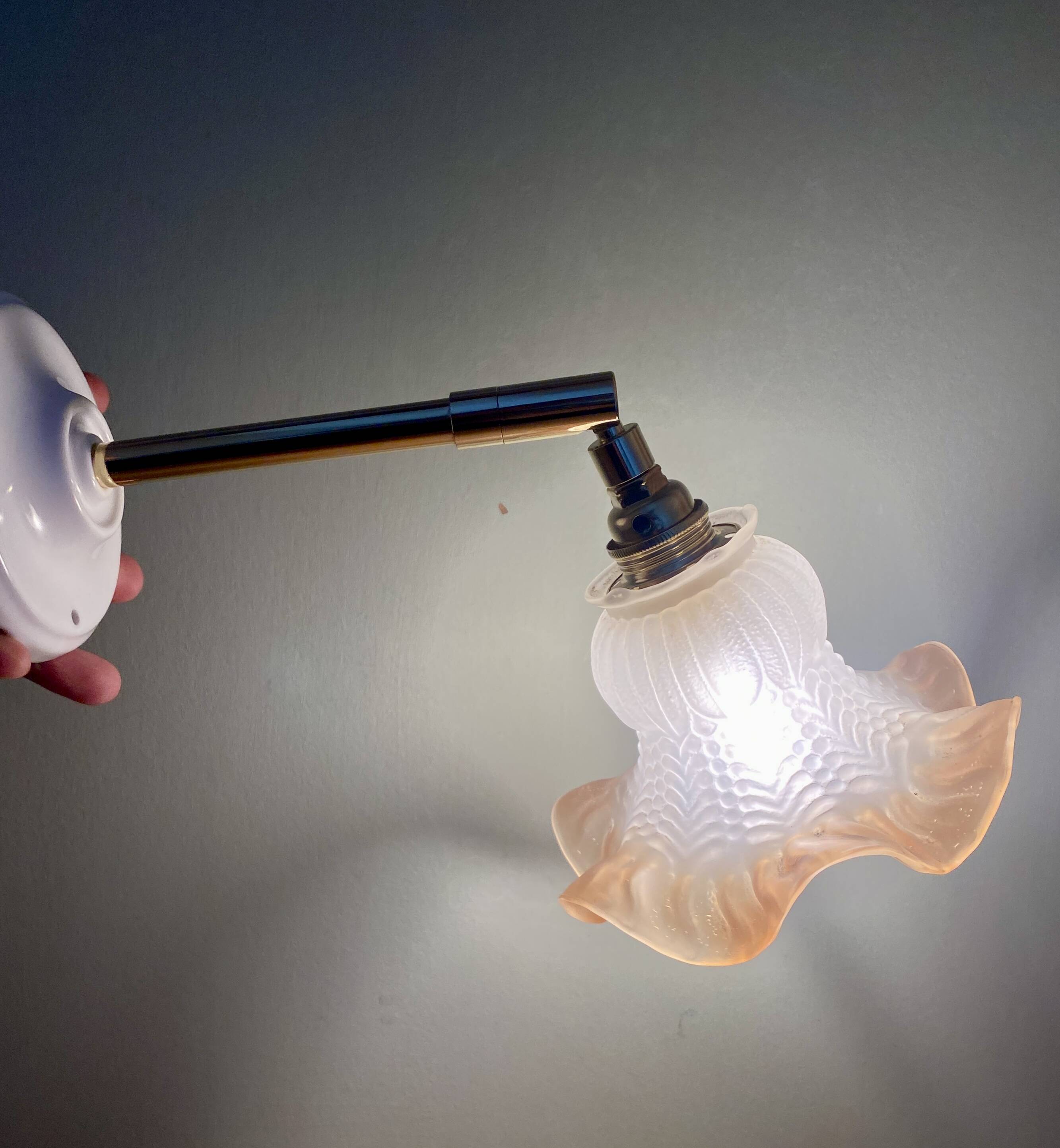 Vintage frosted glass tulip wall lamp