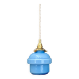 Vintage blue opaline globe pendant light