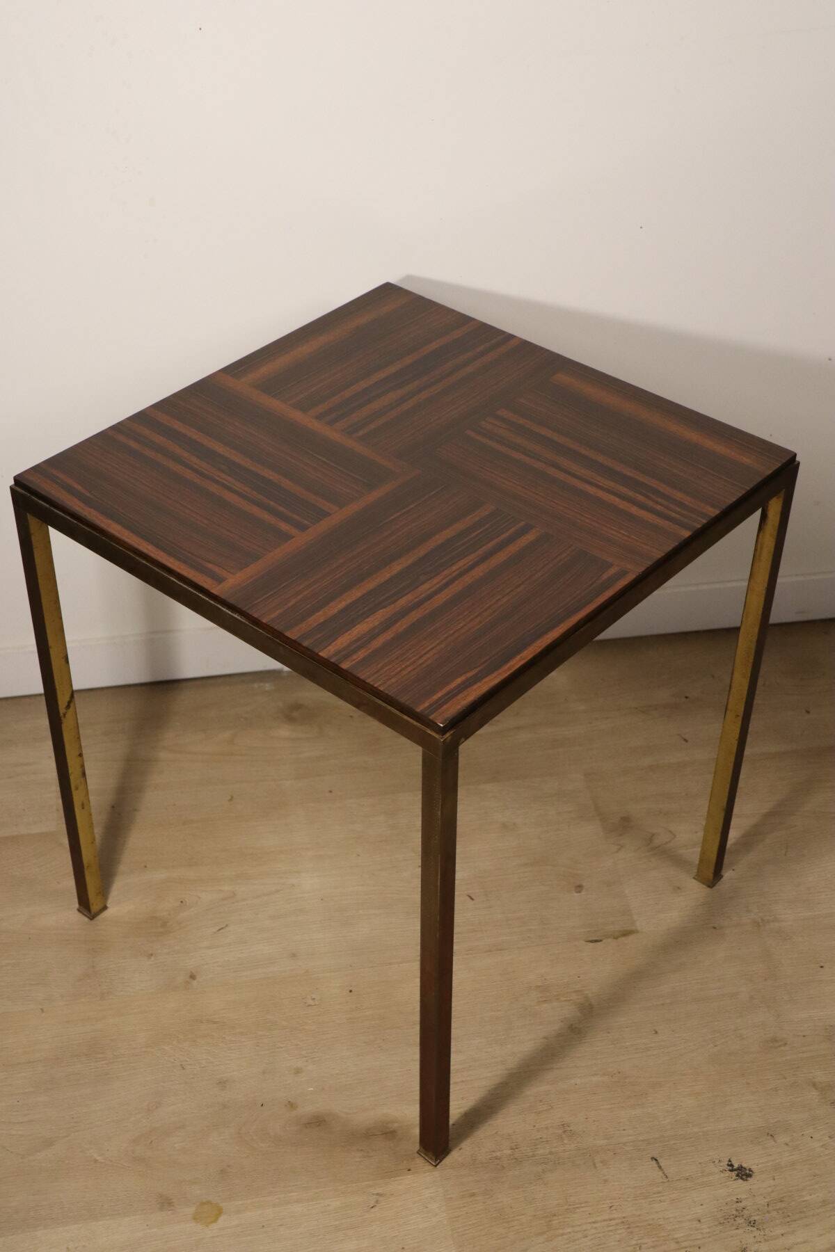 Vintage side table in rosewood & bronze – 1960s
