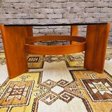 Coffee table in glass and bentwood 1970