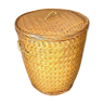 Braided rattan basket with lid