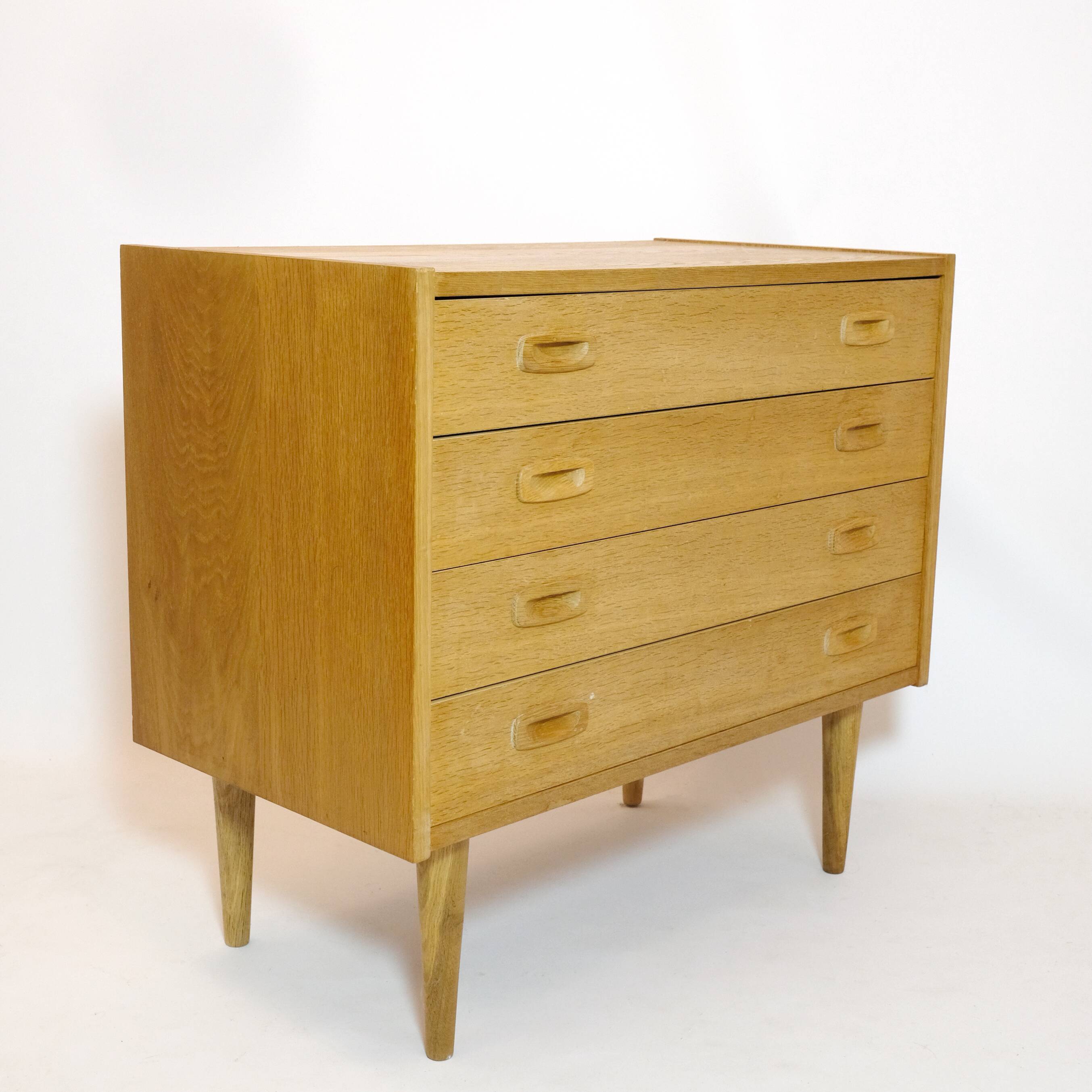 Scandinavian chest of drawers in light wood, 1970s.