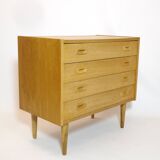 Scandinavian chest of drawers in light wood, 1970s.