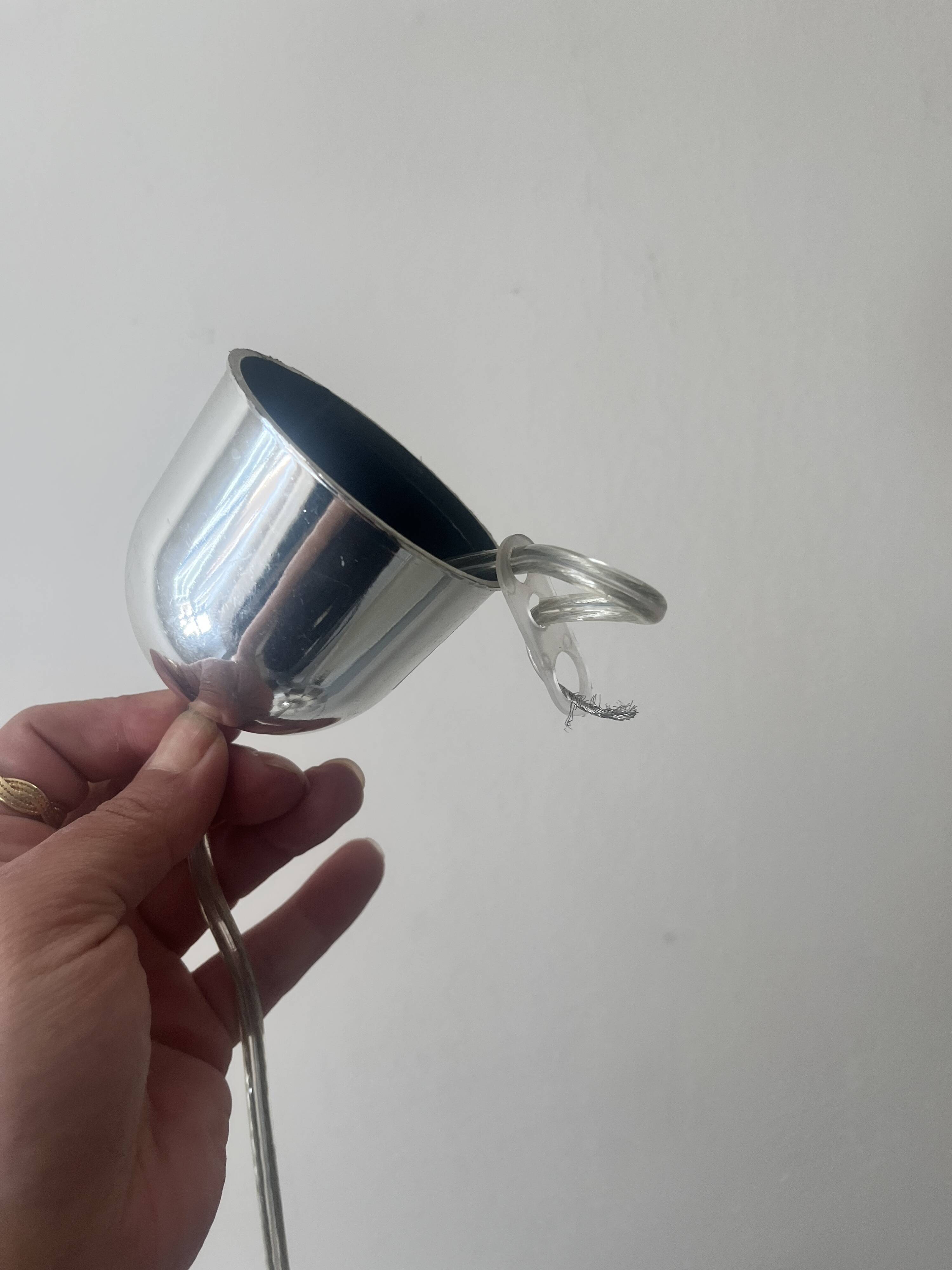 Flower pendant in brushed metal, design 1970