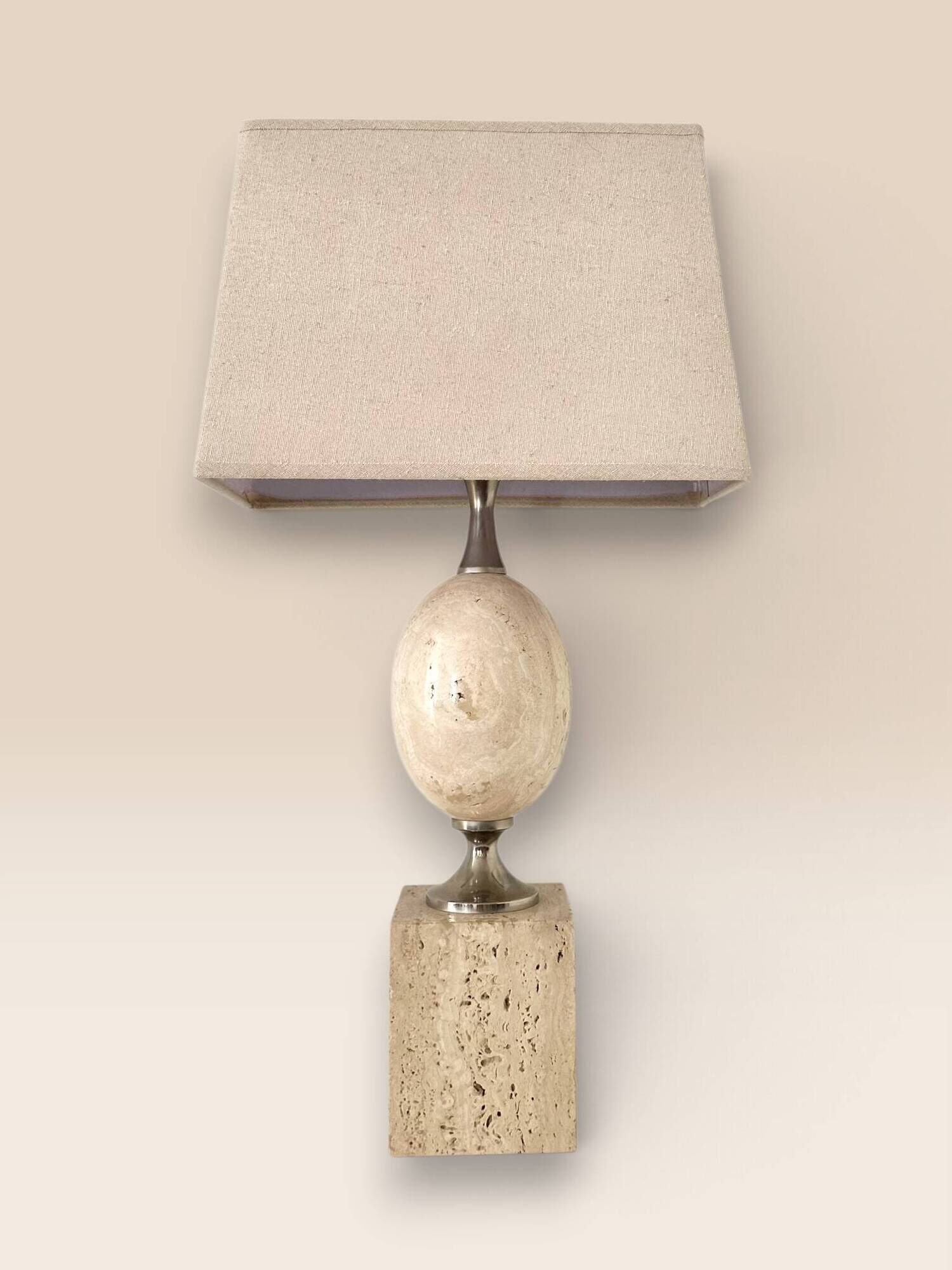 Travertine lamp by Philippe Barbier