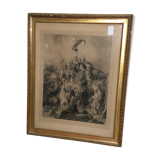 Engraving XIX th of Thomas Landser signed