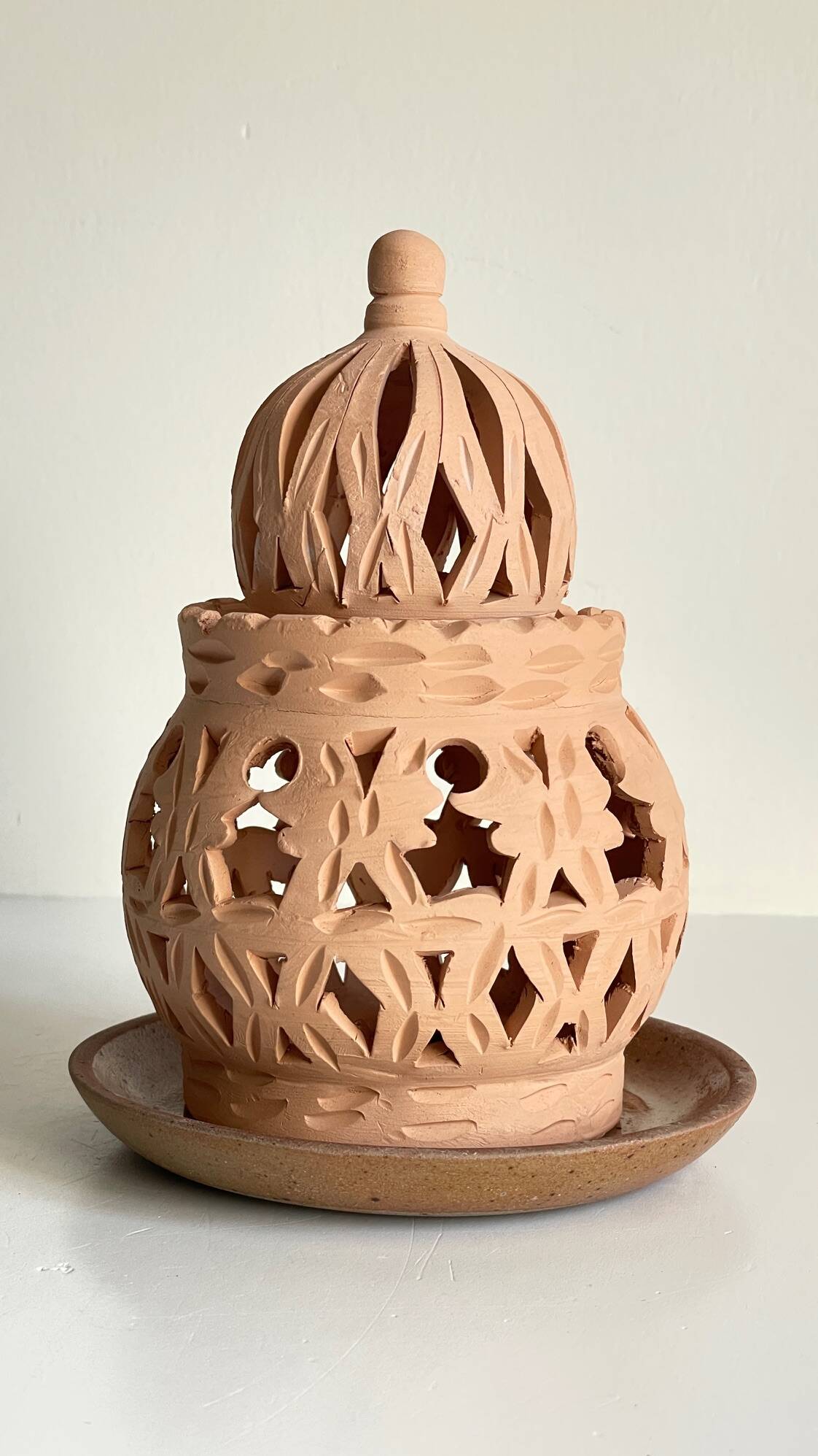 Handmade terracotta tealight candle holder