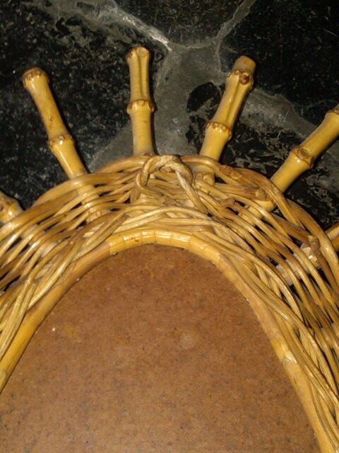 Mirror oval rattan bamboo sun 38x68cm