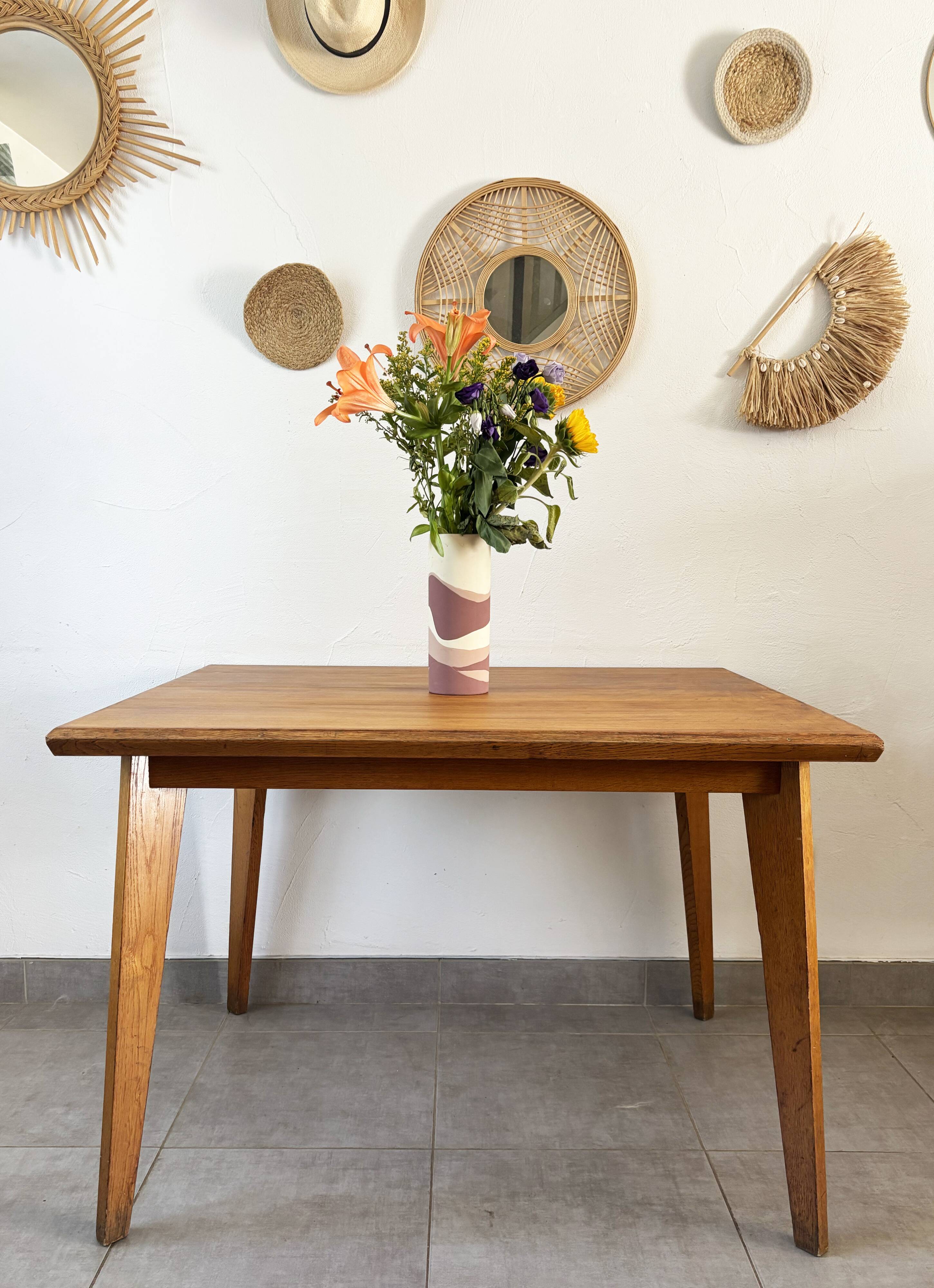 Vintage oak table from the 1950s.
