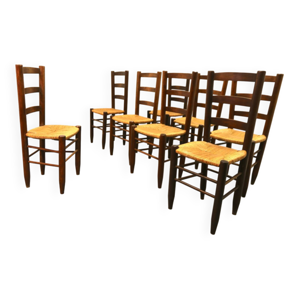 Ensemble de 8 chaises de salle à manger Charlotte Perriand Bauche n°19