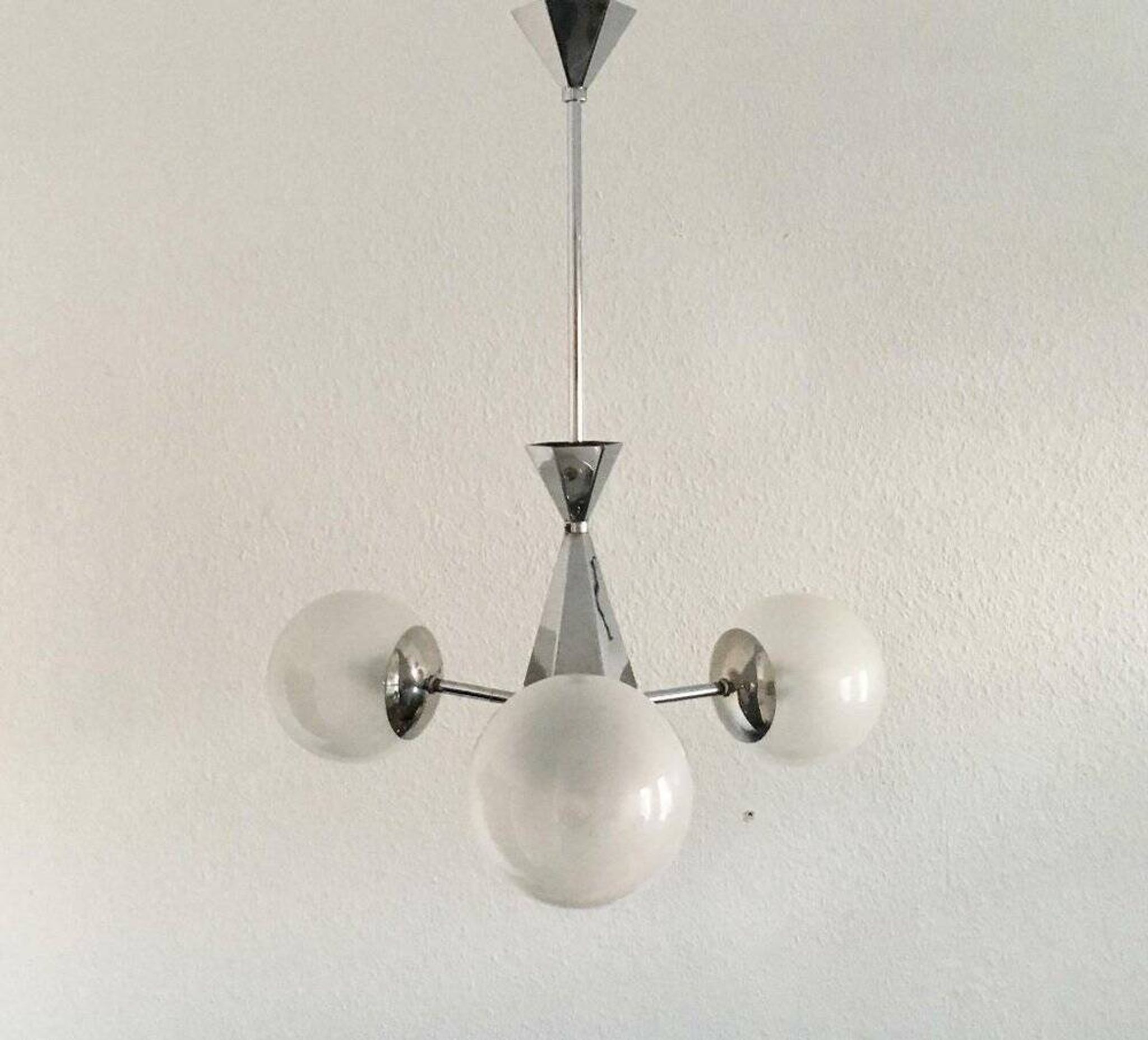 Art Deco Metal and Glass Chandelier