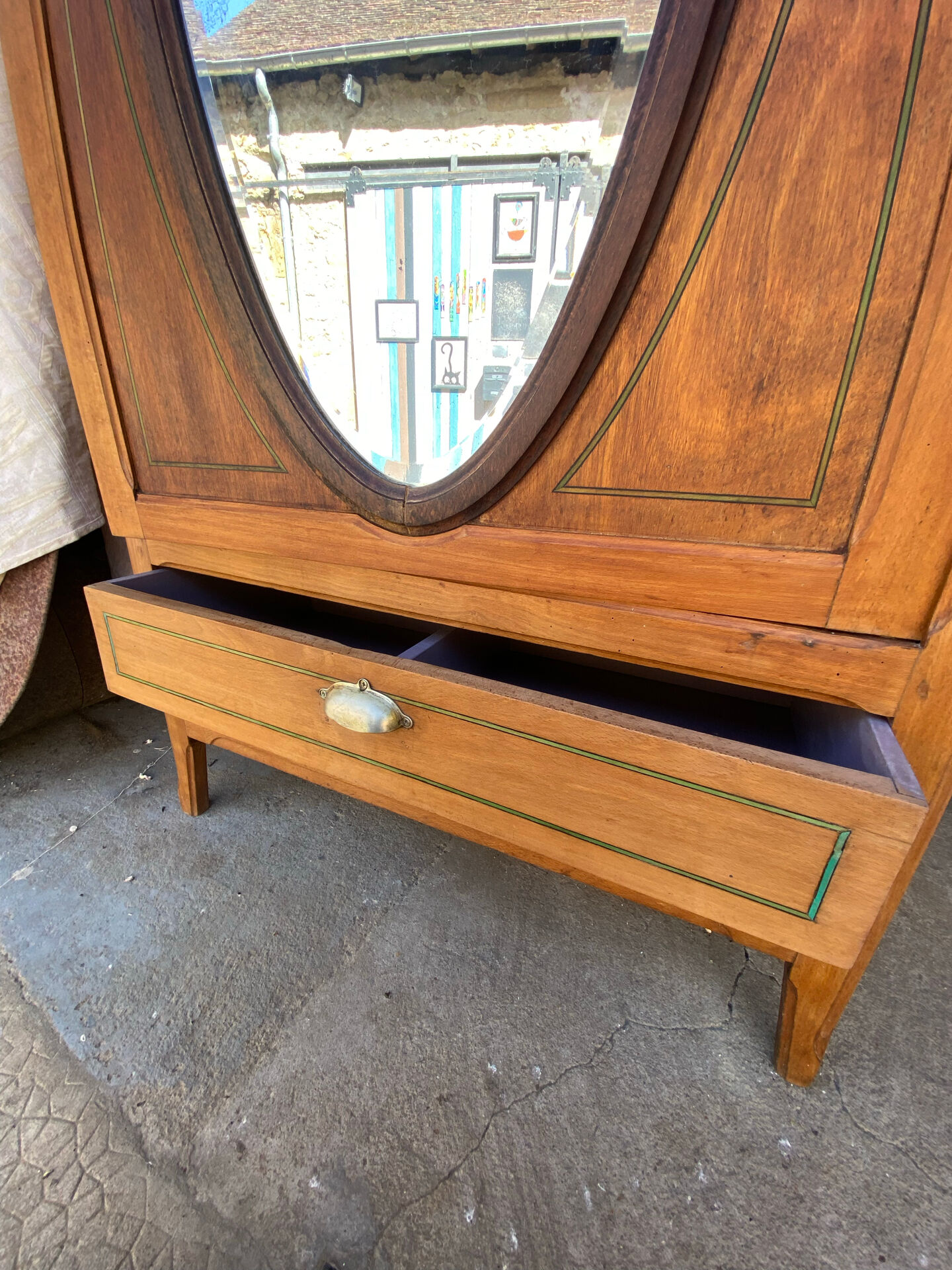 Art Deco wardrobe with oval mirror