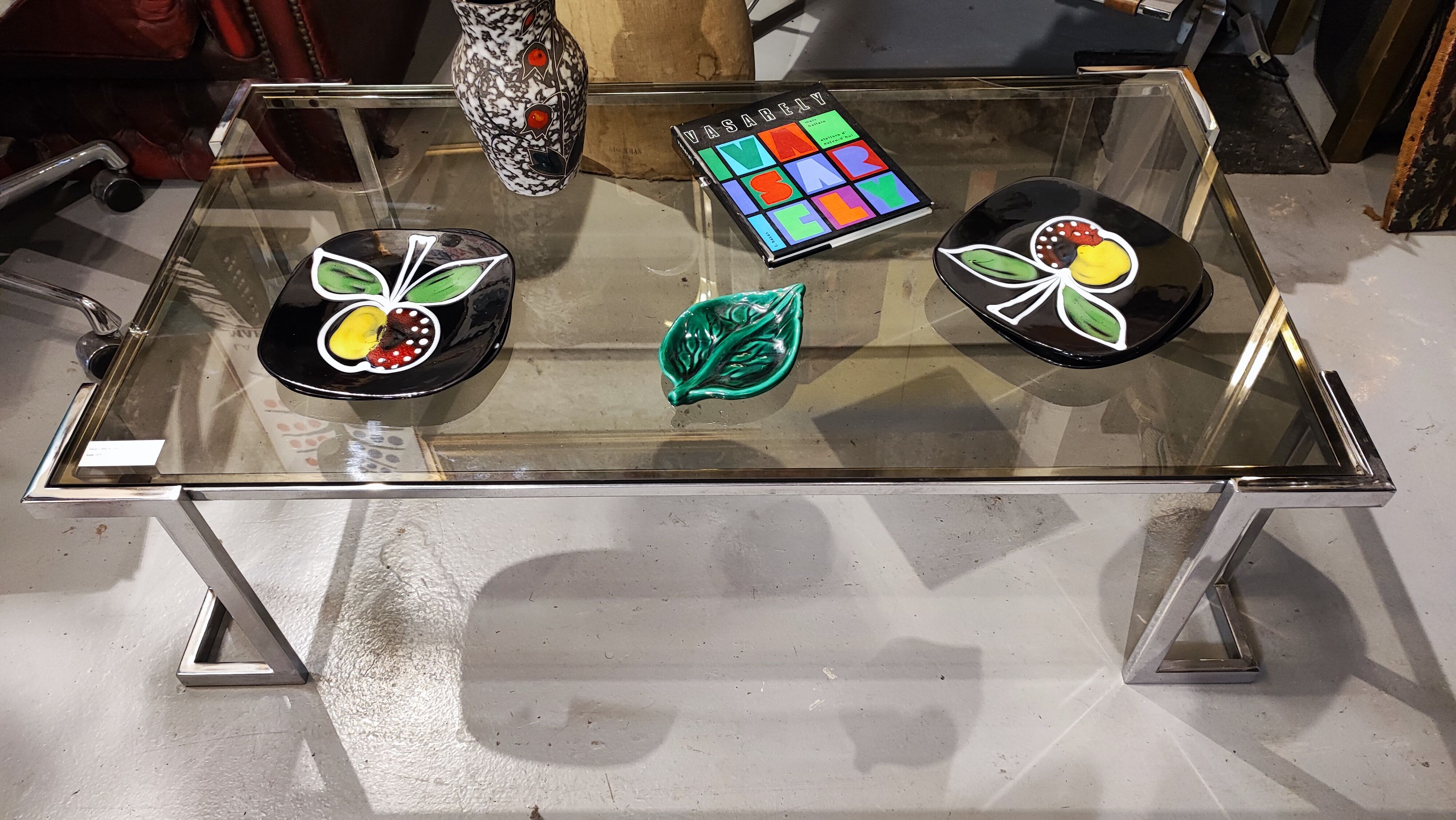 Vintage glass and chrome coffee table 1970