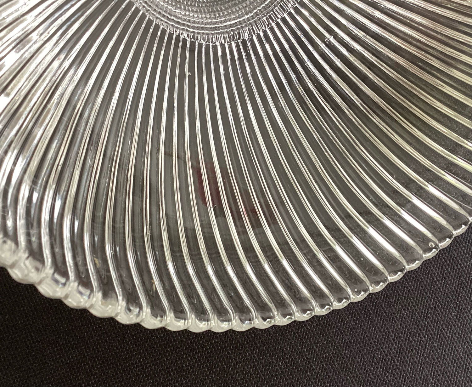 Vintage striped glass holophane pendant light