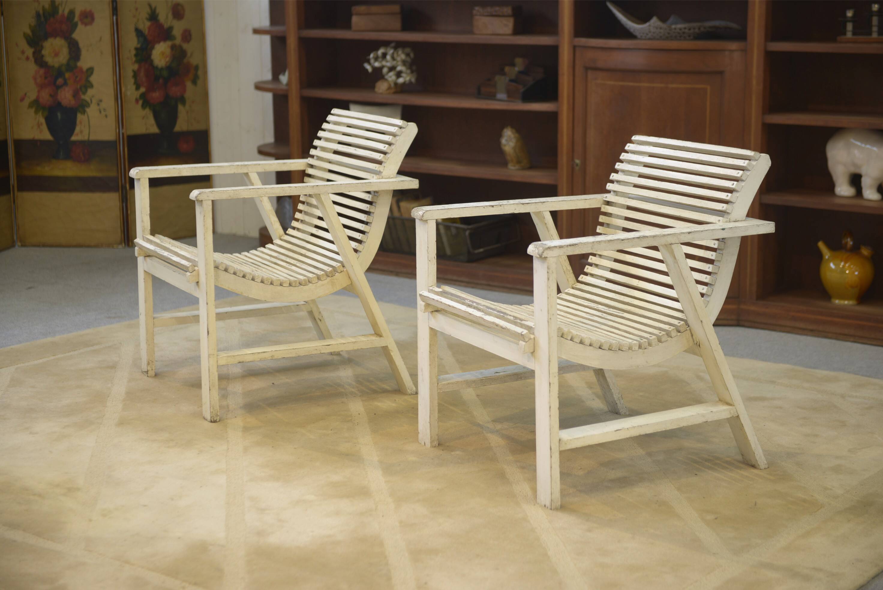 Paire de fauteuils en bois 1950’s