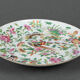 Porcelain plate XIXth Canton with floral decoration birds and butterflies